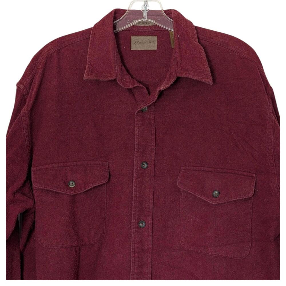 St. John's Bay Shirt‎ Mens Large Burgundy Chamois Cloth Button Down 90s Vintage